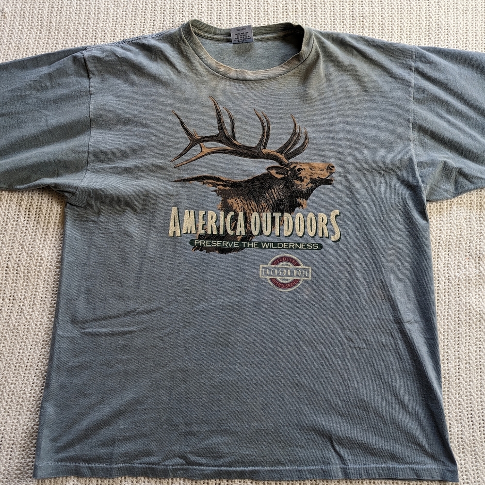 SDI Jackson Hole American Outdoors Graphic T Shirt Single Stitch USA Sz XL